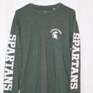 Michigan State University Pressbox Green Long-Sleeved Shirt, Women's Large